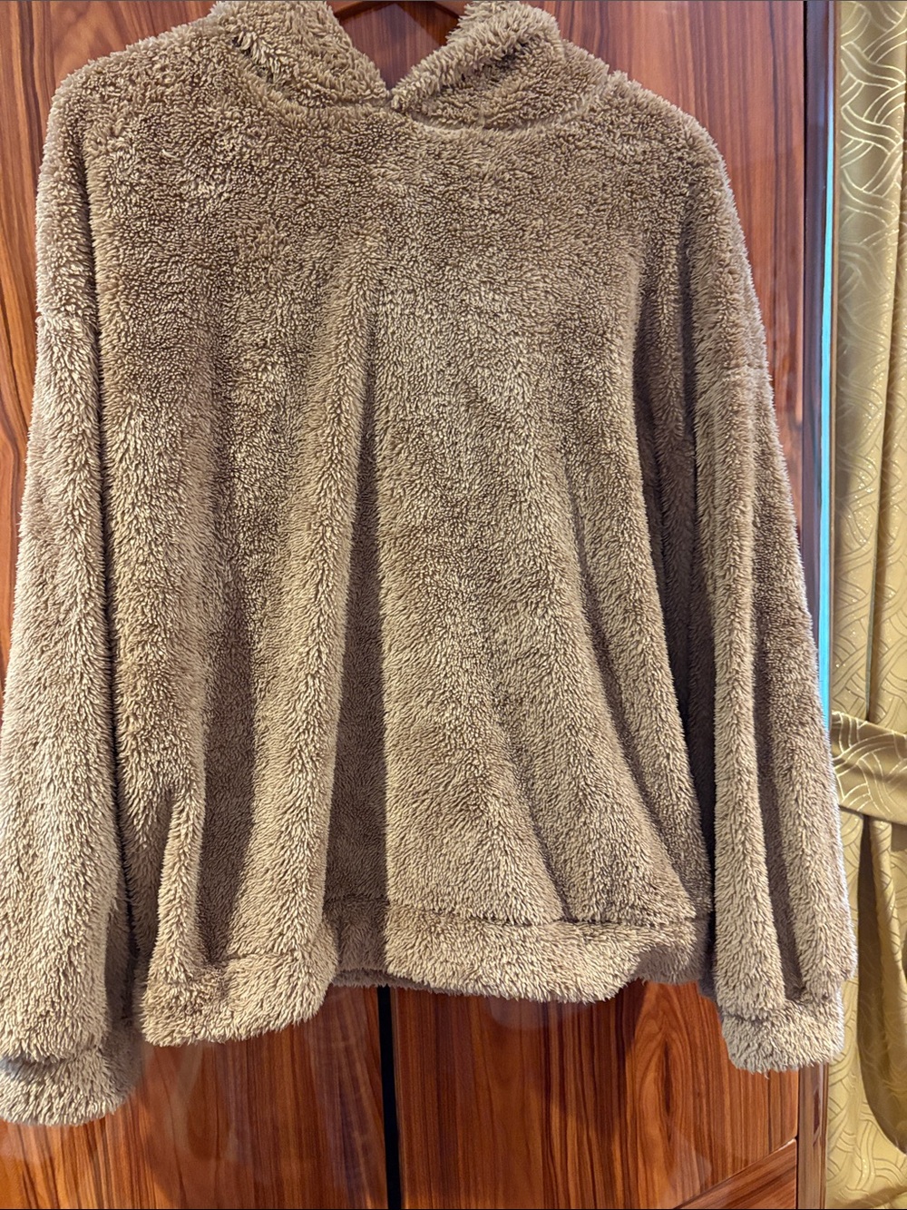 Cozy Plush Hooded Sweater - Brown